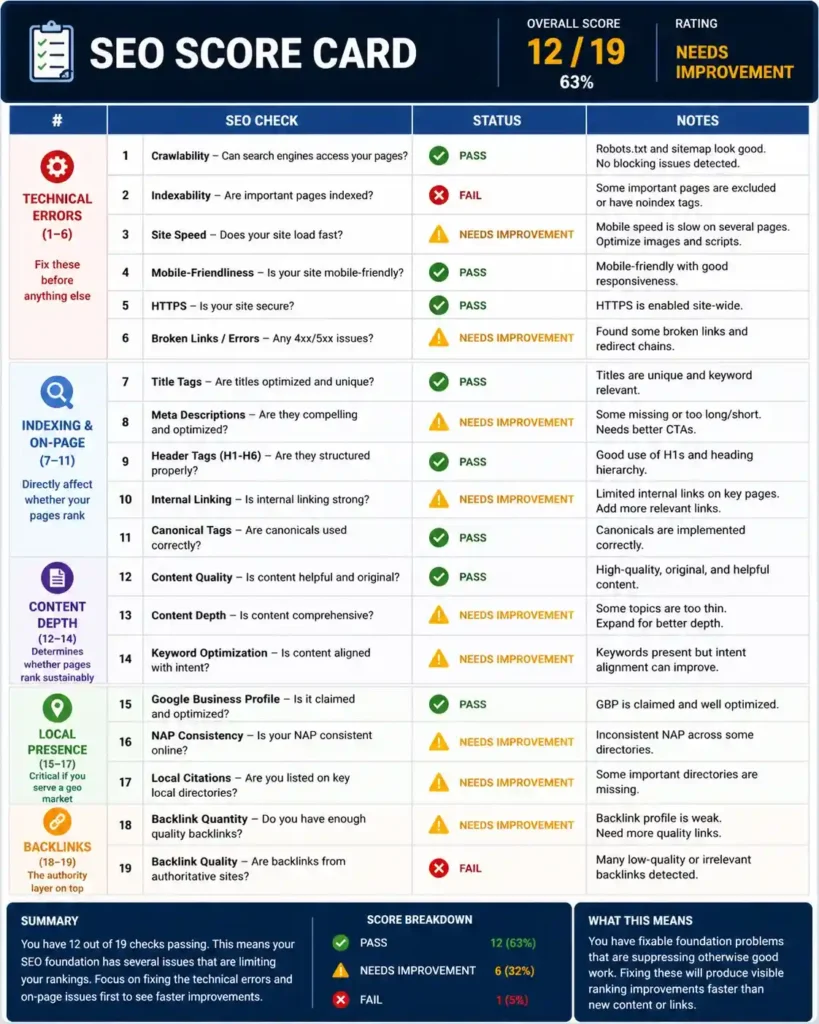 SEO Score Card